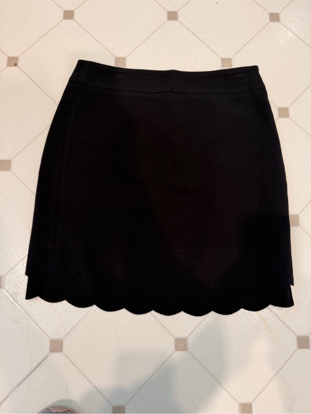 LOFT Black Mini Skirt with Scalloped Hem